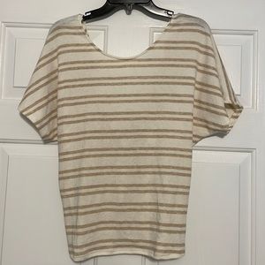 White and tan striped top with open/knot back. Worn once, like new!!